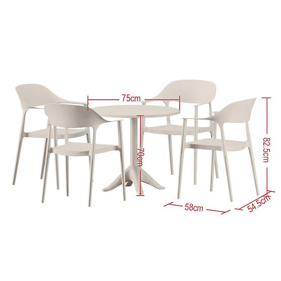 Ensemble de mobilier de jardin (table ronde + 4 chaises) VITA beige