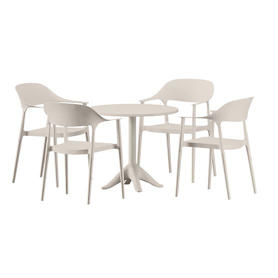 Ensemble de mobilier de jardin (table ronde + 4 chaises) VITA beige