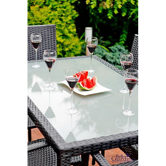 Ensemble de mobilier de salle à manger en résine tressée (table 150x90cm + 6 chaises) AVVICENTE gris