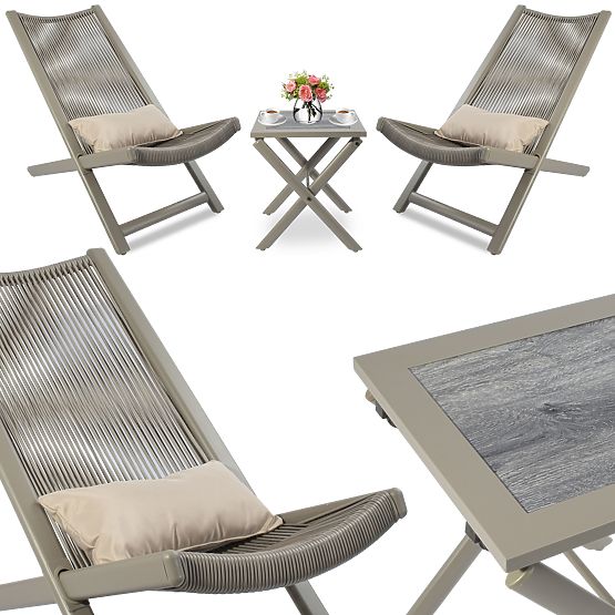 Ensemble de mobilier de terrasse CHILL SAND chaises longues et table