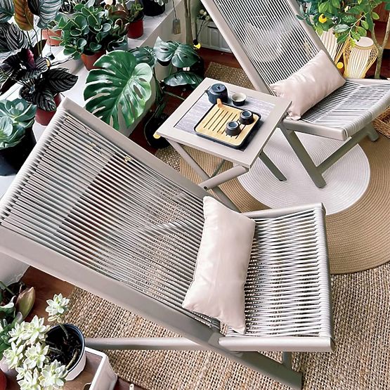 Ensemble de mobilier de terrasse CHILL SAND chaises longues et table