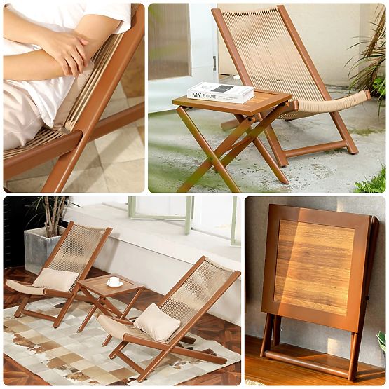 Ensemble de mobilier de terrasse CHILL TOFFI chaises longues et table