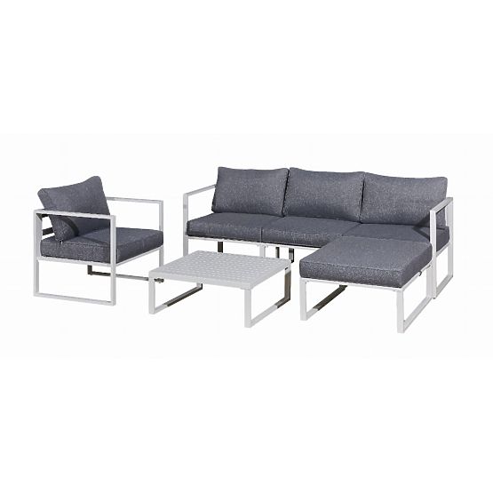 Ensemble de mobilier de terrasse en aluminium (Canapé 204 cm, fauteuil, tabouret + table) MOSTRARE B