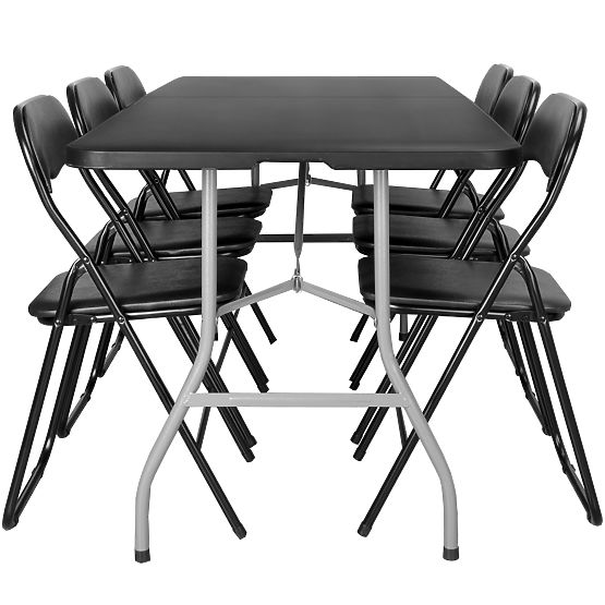 Ensemble de restauration FETA BLACK 180 cm + 6 chaises BASICO