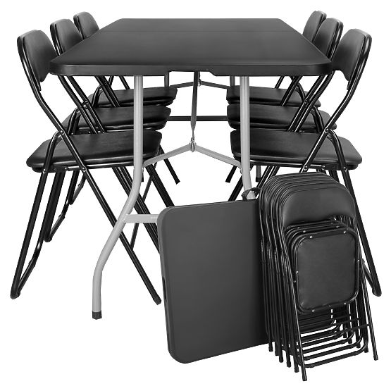 Ensemble de restauration FETA BLACK 180 cm + 6 chaises BASICO