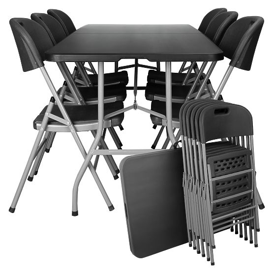 Ensemble de restauration FETA NOIR 180 cm + 6 chaises NOIR