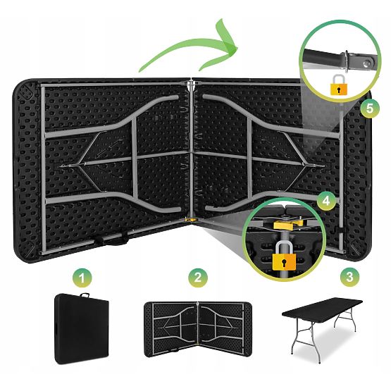 Ensemble de restauration FETA NOIR 180 cm + 6 chaises NOIR