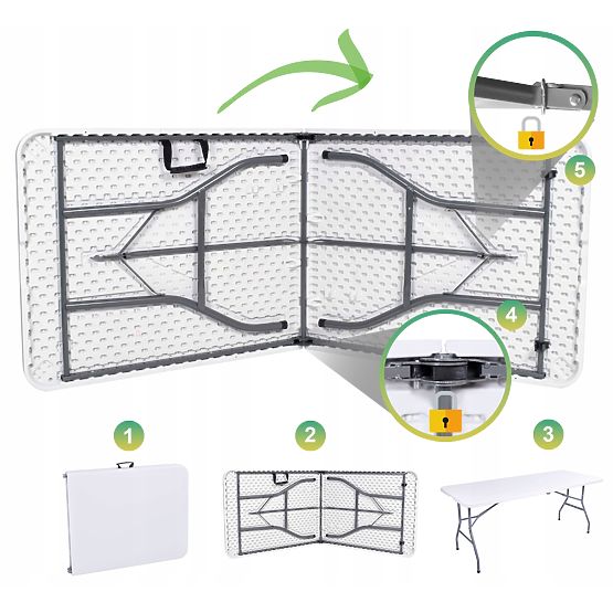 Ensemble de restauration FETA WHITE 180 cm + 6 chaises BASICO