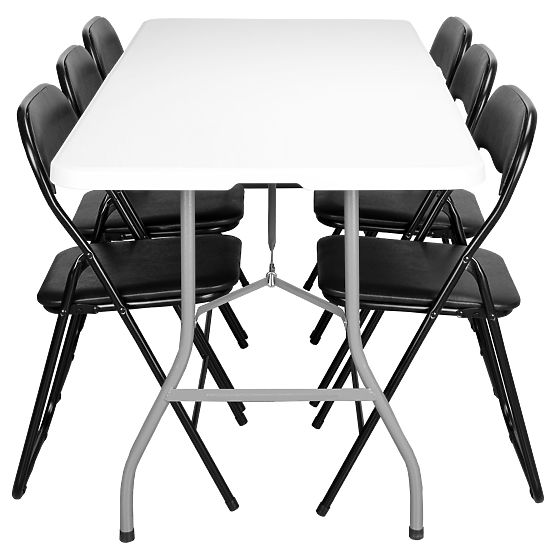 Ensemble de restauration FETA WHITE 180 cm + 6 chaises BASICO