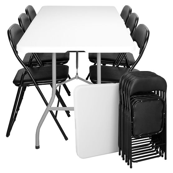 Ensemble de restauration FETA WHITE 180 cm + 6 chaises BASICO