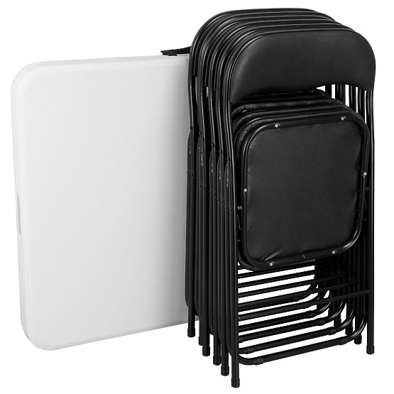 Ensemble de restauration FETA WHITE 180 cm + 6 chaises BASICO