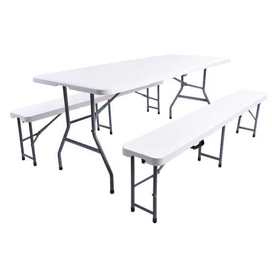 Ensemble de restauration FETA WHITE table + 2 bancs