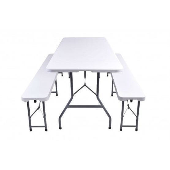 Ensemble de restauration FETA WHITE table + 2 bancs