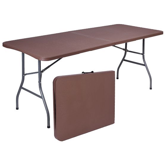 Ensemble de restauration Rattan table marron 180 cm + 2 bancs