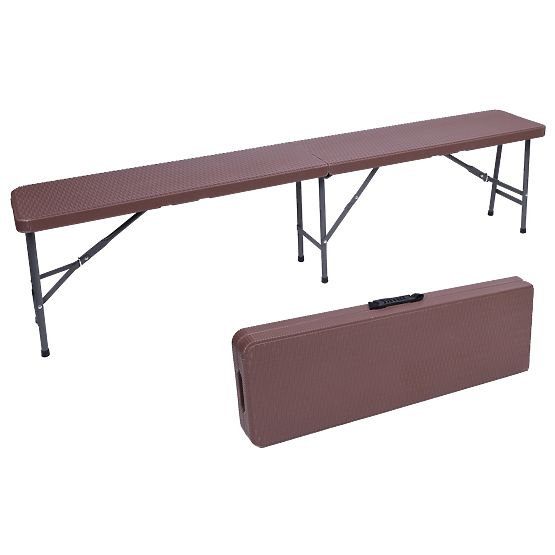 Ensemble de restauration Rattan table marron 180 cm + 2 bancs