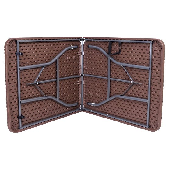 Ensemble de restauration Rattan table marron 180 cm + 2 bancs