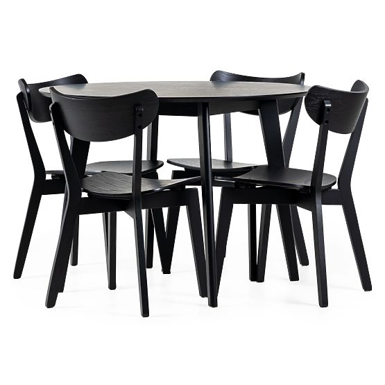 Ensemble de salle à manger Roxby table noire et quatre chaises