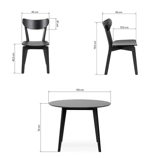 Ensemble de salle à manger Roxby table noire et quatre chaises