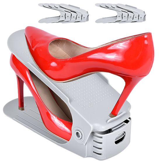 Ensemble de supports à chaussures réglables 10 pièces gris