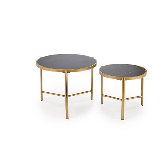 Ensemble FATIMA de 2 tables, marbre noir / doré (1p=1pc)
