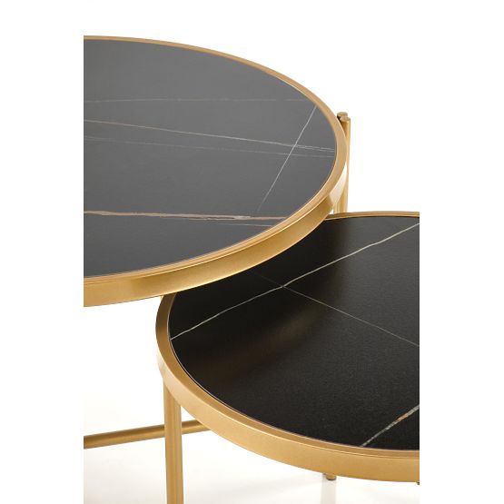 Ensemble FATIMA de 2 tables, marbre noir / doré (1p=1pc)