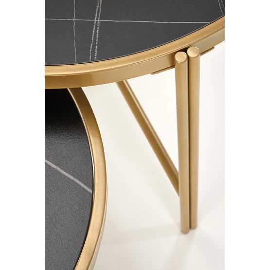 Ensemble FATIMA de 2 tables, marbre noir / doré (1p=1pc)
