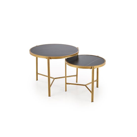 Ensemble FATIMA de 2 tables, marbre noir / doré (1p=1pc)