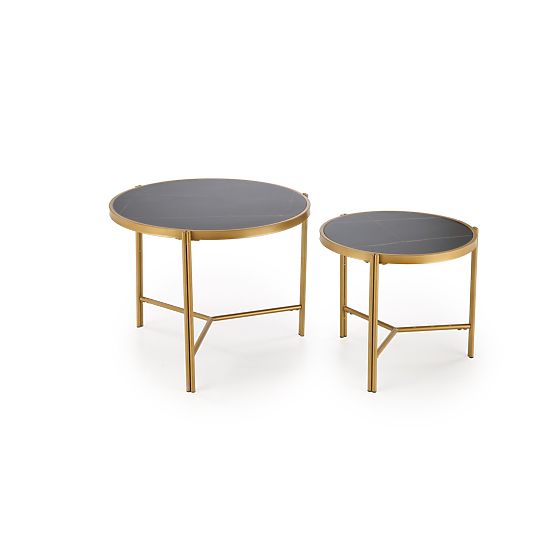 Ensemble FATIMA de 2 tables, marbre noir / doré (1p=1pc)