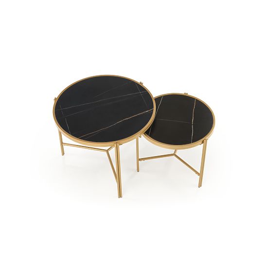 Ensemble FATIMA de 2 tables, marbre noir / doré (1p=1pc)