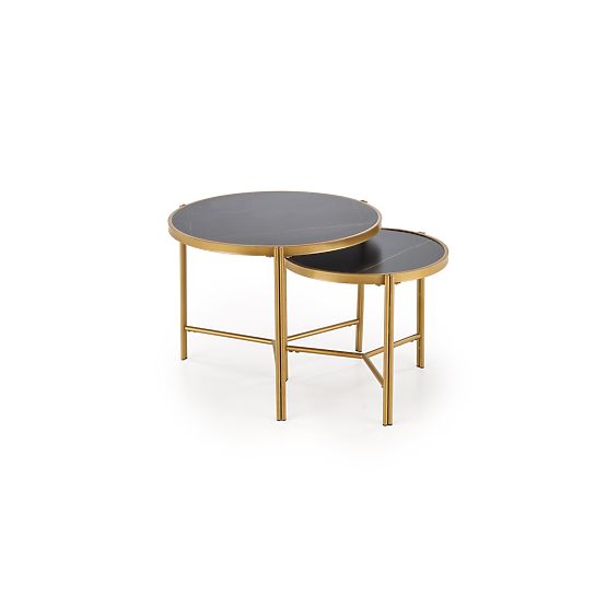 Ensemble FATIMA de 2 tables, marbre noir / doré (1p=1pc)