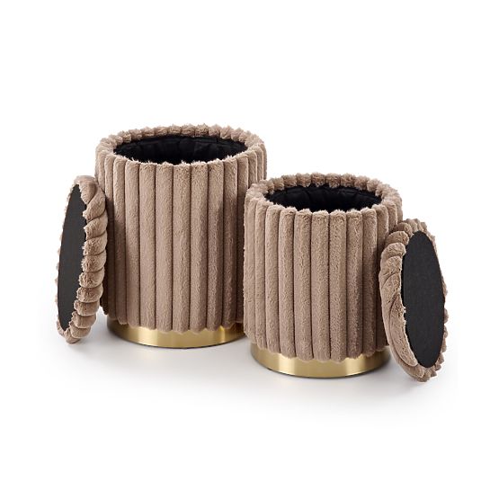 Ensemble FIDO de 2 poufs, cappuccino / doré (1p=1kpl)
