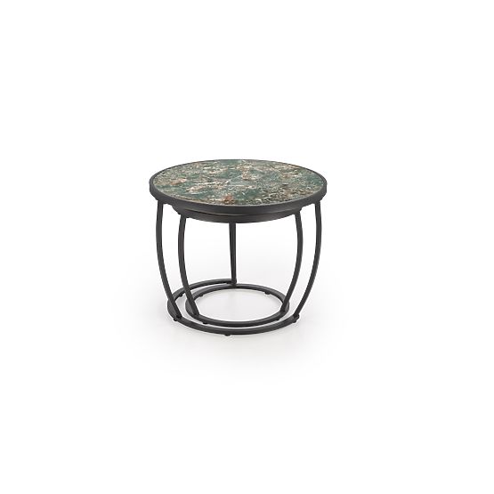 ENSEMBLE INES de 2 tables, marbre vert / noir (1p=1set)
