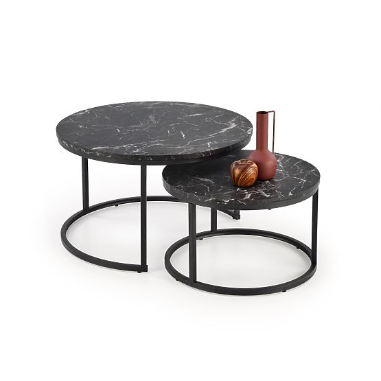 Ensemble JAVA de 2 bancs, marbre noir / noir (1p=1pcs)