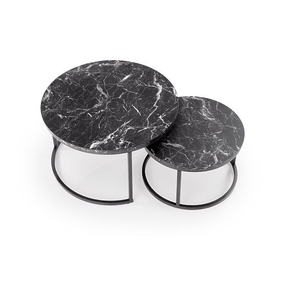 Ensemble JAVA de 2 bancs, marbre noir / noir (1p=1pcs)
