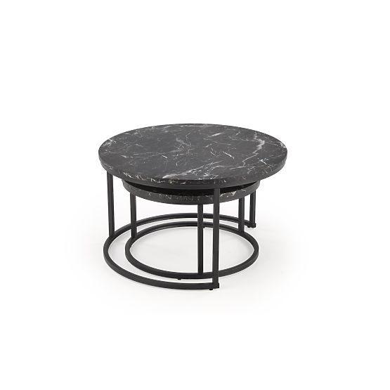 Ensemble JAVA de 2 bancs, marbre noir / noir (1p=1pcs)