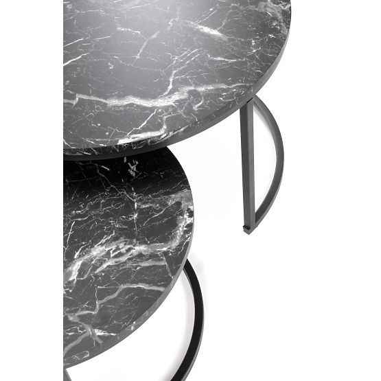Ensemble JAVA de 2 bancs, marbre noir / noir (1p=1pcs)