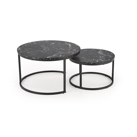 Ensemble JAVA de 2 bancs, marbre noir / noir (1p=1pcs)