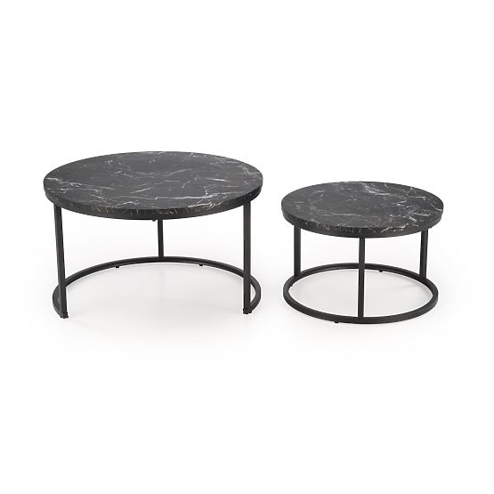 Ensemble JAVA de 2 bancs, marbre noir / noir (1p=1pcs)