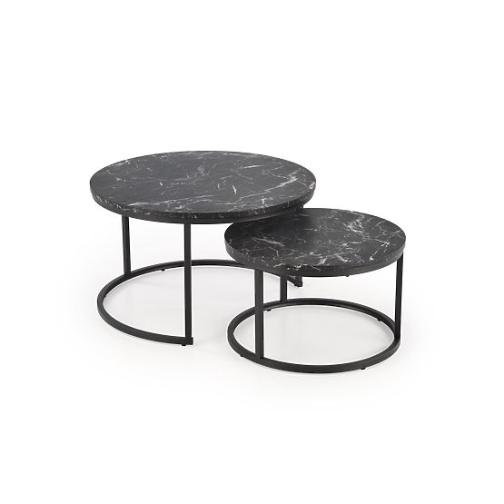 Ensemble JAVA de 2 bancs, marbre noir / noir (1p=1pcs)