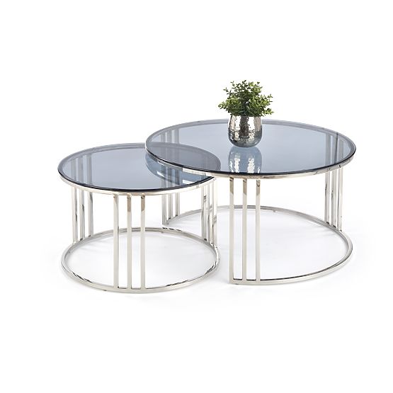 Ensemble MERCURY de 2 bancs, cadre - argent, verre - fumé (1p=1pc)