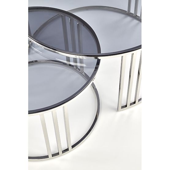 Ensemble MERCURY de 2 bancs, cadre - argent, verre - fumé (1p=1pc)