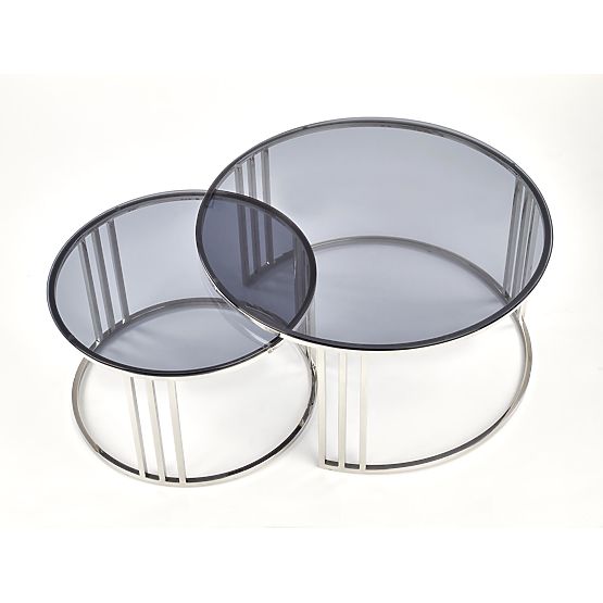 Ensemble MERCURY de 2 bancs, cadre - argent, verre - fumé (1p=1pc)