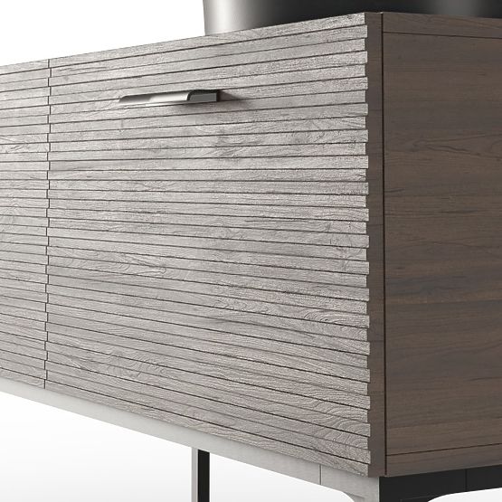 Ensemble meuble avec lavabo La Purete 120 cm, rainuré, noyer/noir