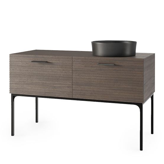 Ensemble meuble avec lavabo La Purete 120 cm, rainuré, noyer/noir
