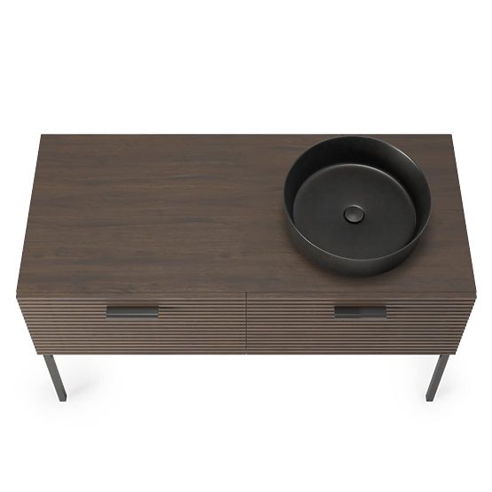 Ensemble meuble avec lavabo La Purete 120 cm, rainuré, noyer/noir