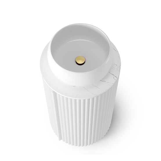 Ensemble meuble avec plan et lavabo La promessa 40 cm, rainuré, arrondi, blanc