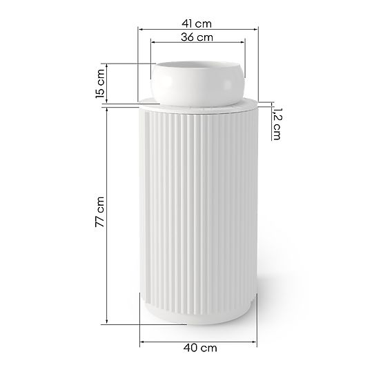 Ensemble meuble avec plan et lavabo La promessa 40 cm, rainuré, arrondi, blanc