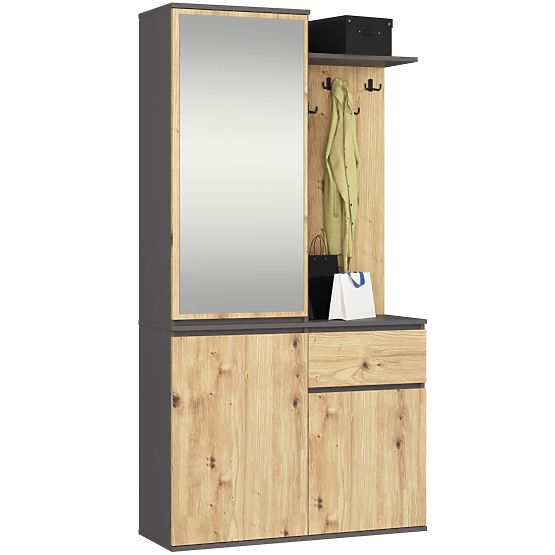 ENSEMBLE POUR ENTRÉE ENTRO PK GRIS GRAPHITE / CHÊNE ARTISAN