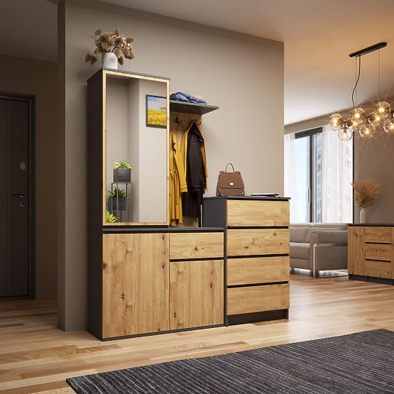 ENSEMBLE POUR ENTRÉE ENTRO PK GRIS GRAPHITE / CHÊNE ARTISAN