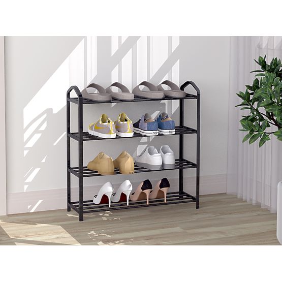 Étagère à chaussures en métal 4 étagères 12 paires de chaussures noir